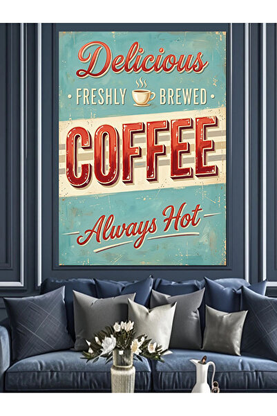 Artmeg Afiș decorativ din pânză cu cafea delicioasă, stil retro - Tablou din ...