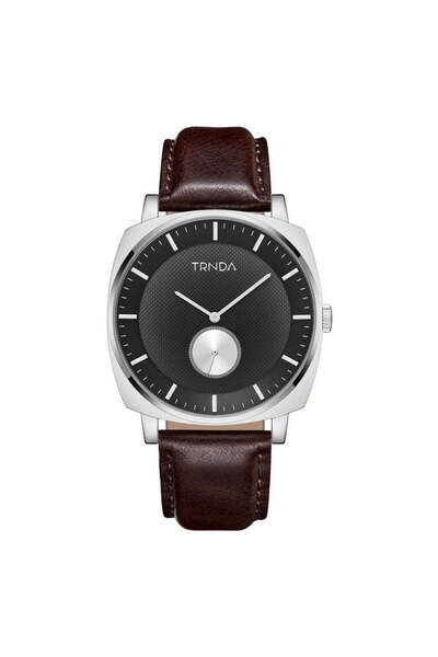 TRNDA Men's Stainless Steel Watch, Brown Leather Band | Tr45mmss