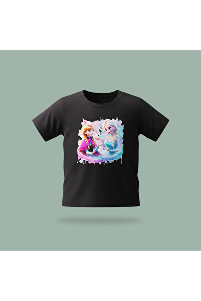 Erays Home Children's Elsa Frozen with Olaf Patterned Printed T-Shirt 100% Co...