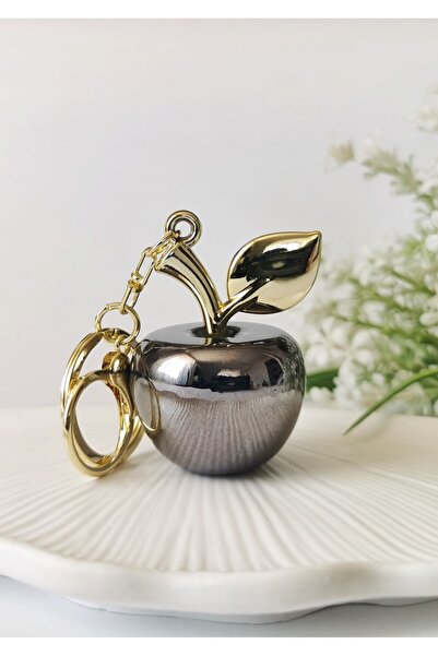 Halley Concept Metallic Black Apple Figured Charm Keychain 11X4 cm