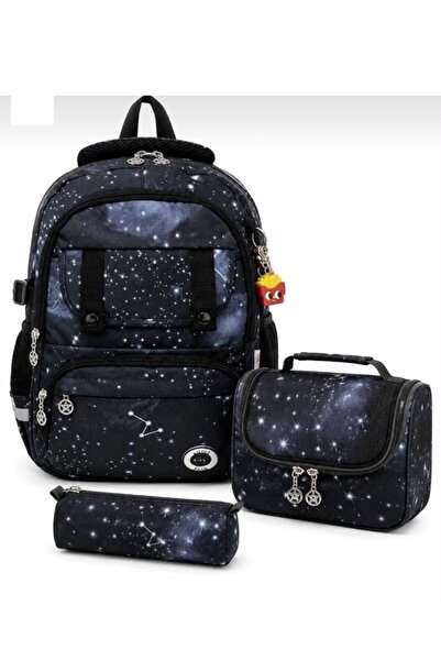 tüftürük Galaxy Printed Five-Compartment Orthopedic Bag with Accessories, Pen...