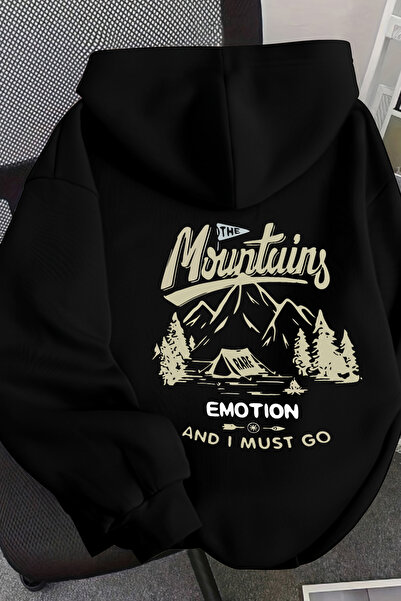 uyguntarz Unisex Emotiondağ Printed Oversize Hooded Sweatshirt