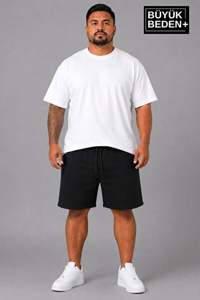 THE ONE Men's Plus Size Shorts Relaxed Fit Elastic Waist Lace-Up Casual Shorts
