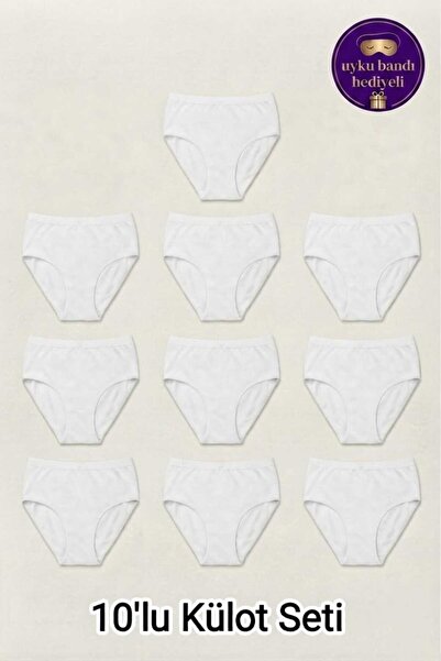 Sedef Yıldızı Women's 10-Pack White Plus Size High Waist Cotton Elastic Waist...