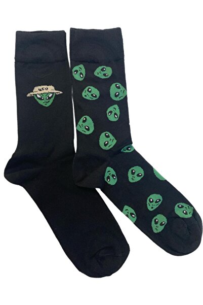 TMR Quality Comfortable Breathable Alien Patterned Unisex 2-Piece Socks
