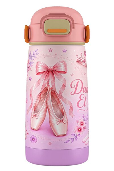 Puccon 420 ml Girl's Purple Lilac Ballerina Printed Steel Thermos Flask Water...