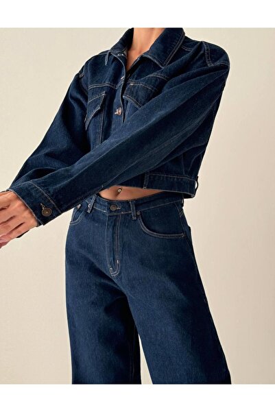 Clothes Fast Women's Rinse Crop Denim Jacket Pocket Flap Buttoned Long Sleeve...