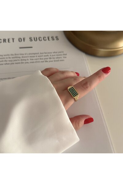 Alice İsstanbul Gold Green Enamel Ring