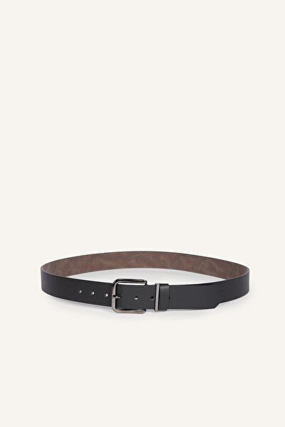 DeFacto Men's Rectangular Metal Buckle Faux Leather Casual Belt I1315Axns