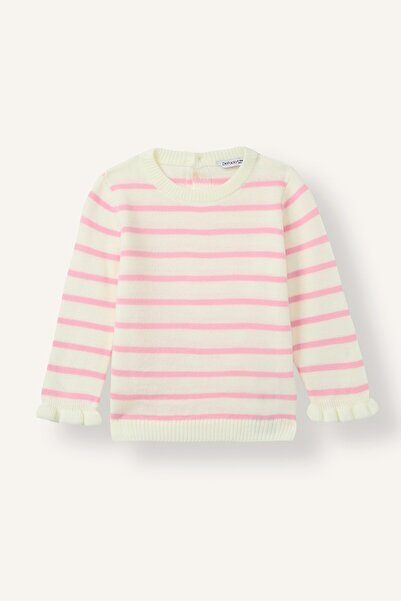 DeFacto Crew Neck Striped Ruffle Sweater Baby Girl H8475A526Au