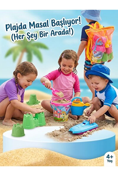 DEDE File Sırt Çantalı Çocuk Plaj ve Kum Oyuncak Seti (6 Parça)