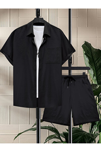 Take Two By Styli Men Plus Size Casual Shirt and Shorts Co-Ord Set