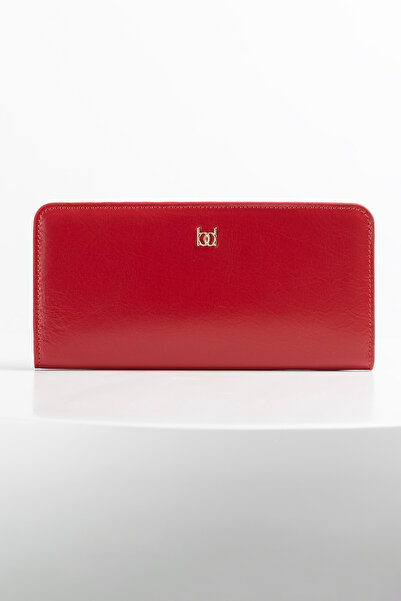 BAYDERİ Corisa Women's Leather Wallet Red