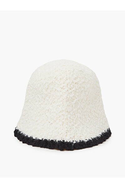 Styli Off-White Contrast Trim Textured Bucket Hat