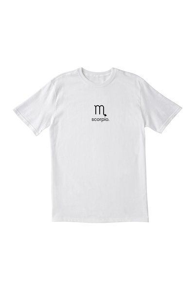 İDEAL REKLAM Scorpio Zodiac Sign T-Shirt Scorpio Symbol Printed White Short Sleeve T-Shirt