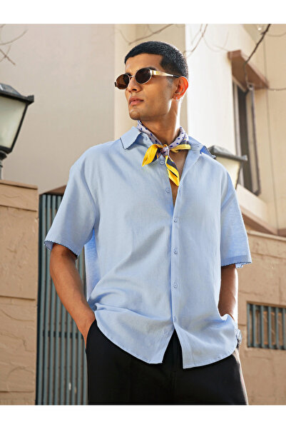 Mascln Sassafras By Styli Men Linen Thread Detail Relaxed Fit Shirt