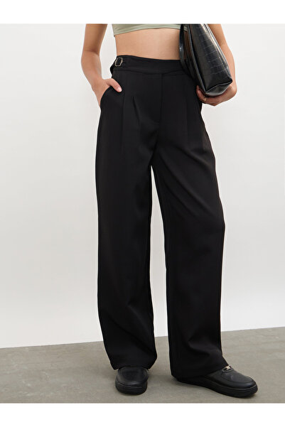 Sassafras By Styli Black Double Waist Adjuster Korean Pants