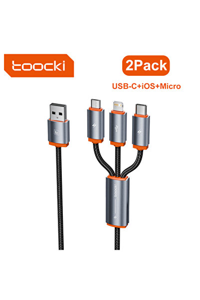 Choice toocki 1m Orange 2Pack Toocki 2Pack 3 in 1 Cable Micro USB Type C Ligh...