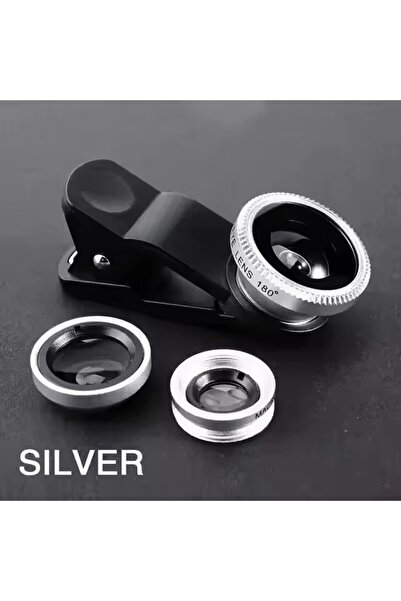 Choice1 Silver 3in1 Fisheye Wide Angle Micro Camera Lens for iPhone Redmi 3in...