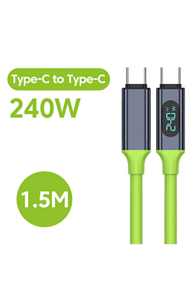 Choice 1.5m green C-C 240W Type C to Type C Super Charge Digital Display Cabl...