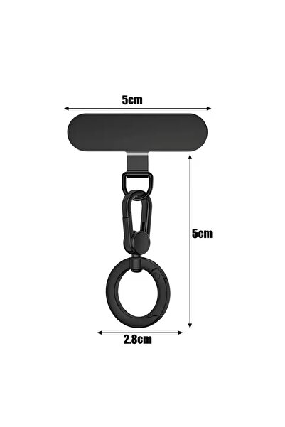 Choice Black-A Metal Phone Lanyard Gasket Patch Rotatable Metal Buckle Hangin...