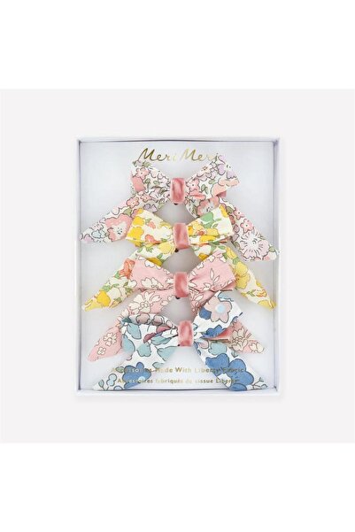 Meri Meri Floral Pattern Bow Hair Clips - 4 Pieces