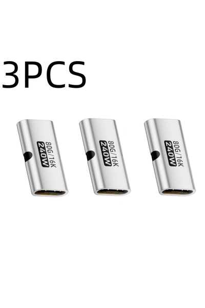 Choice 3PCS Silver PD3.1 240W USB Type C To Type C Adapter Female To Female 8...