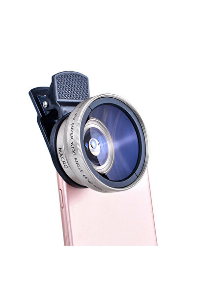 Choice Silver 2 IN 1 Lens Universal Clip 37mm Mobile Phone Lens 0.45x 49uv Su...