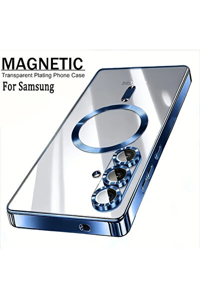 CHOICE100 Galaxy A57 Blue Transparent Plating Magnetic Phone Case for A57 A56...