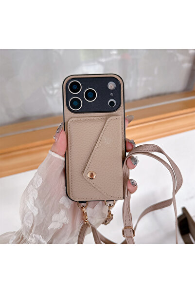 Choice65 iPhone17 Pro Max Brown Luxury Crossbody Strap Lanyard Wallet Leather...