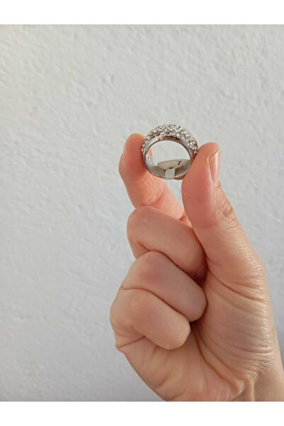 HERBALACCESSORY Kadın Gold Ve Gümüş Renk Taşlı Trend Tasarım Yüzük