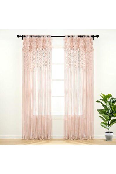 Lush Decor Boho Macrame Textured Cotton Window Curtain/Room Divider/Doorway/W...