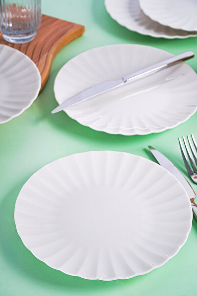 Heda Porselen Derya Off-White 6-Piece Porcelain Cake Set