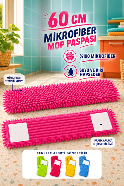 Meleni Home Mikrofiber Mop Paspası - Yüksek Emici Yıkanabilir Su Kir Hapseden...