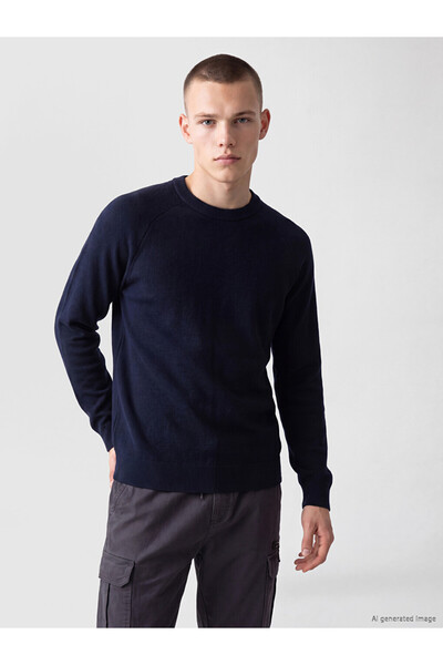 LC Waikiki Peak New Season Navy Blue Crew Neck Men's Knitwear Sweater