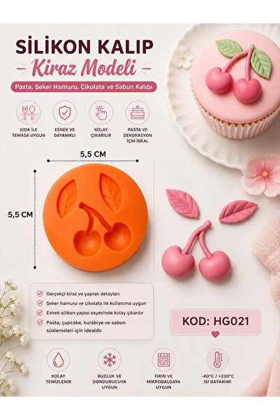 pratikpastacılık Fruit Themed Silicone Mold – Strawberry & Cherry Model |   C...