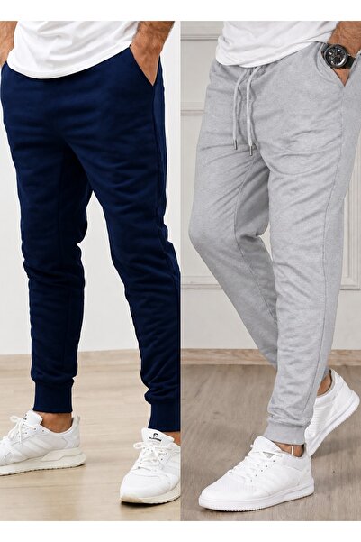 TORUK MAKTO Set of 2 Unisex Ribbed Leg Sweatpants Jogger Comfortable Fit Dail...