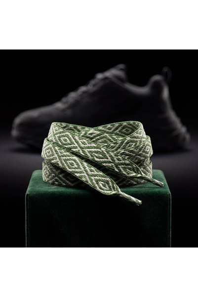 last icon Green Cream Diamond Patterned Flat Shoelaces Sports Sneaker