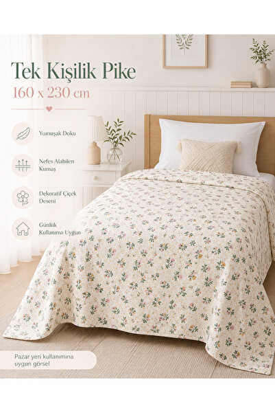 la lune home Single Pique 160X230 cm Floral Patterned Lightweight Summer Beds...