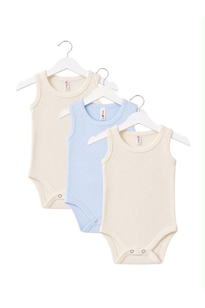 H&C COOLBOY H&C 3-Pack 100% Cotton Patterned Jacquard Sleeveless Baby Bodysuit