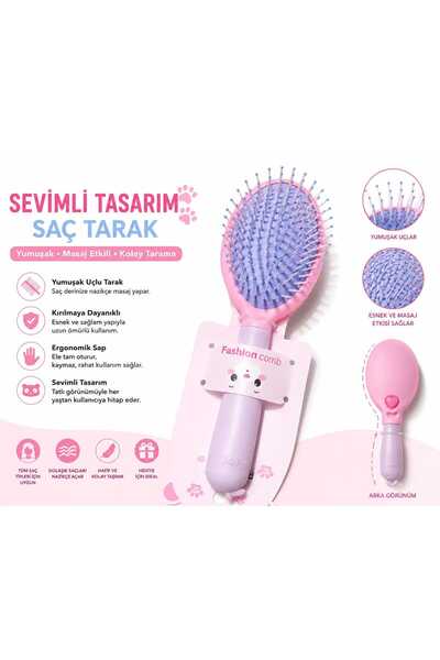 NURDAY 3 BOYUTLU PROFESYONEL SAC FIRCASI.tarak/fırça royal paris