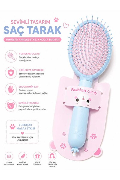 NURDAY 3 BOYUTLU PROFESYONEL SAC FIRCASI.tarak fırça royal paris