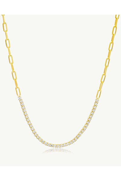 Stemma Jewelry Colier Tennis Chain Choker din Argint 925, cu Zirconiu, Placat...