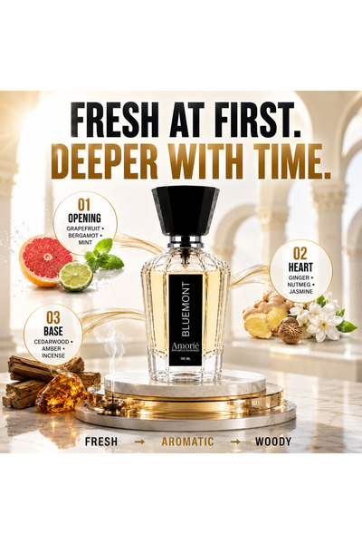 Amorie PERFUMES & FRAGNANCE Amorie Perfumes & Incense BLUEMONT Eau de Parfum 100ML, Unisex Luxury Fragrance for Men & Women, Fresh Elegant Refined Scent for Daily Wear, Work, Evening & Special Occasions