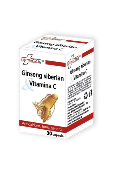 FarmaClass Ginseng Siberian si Vitamina C Farma Class, 30 capsule