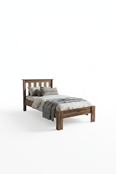 EGN WOODS Modern Kaman Ceviz MDF Karyola - Tek ve Çift Kişilik Yatak Ölçü Seçenekleri - Farklı Renk Alternatifleri Model Viyana