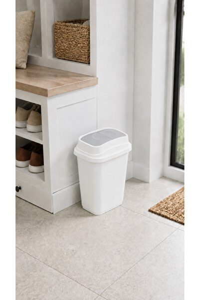 Hagen 10 Liter Swinging Lid Trash Can White – Compact Waste Bin for Kitchen, ...