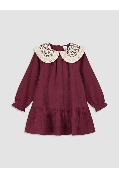 LC Waikiki Baby Collar Embroidered Long Sleeve Girl's Dress (W6)
