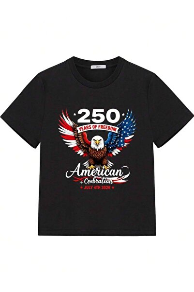 2BIR 250 Years Of Freedom Patriotic T-Shirt 1776-2026, American Bald Eagle Fl...