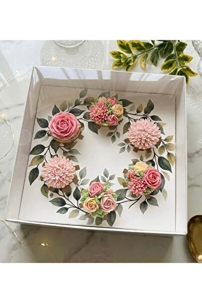 EgeConcept YAPRAK DESENLİ 6 Lı CUPCAKE KUTUSU 25x25x10